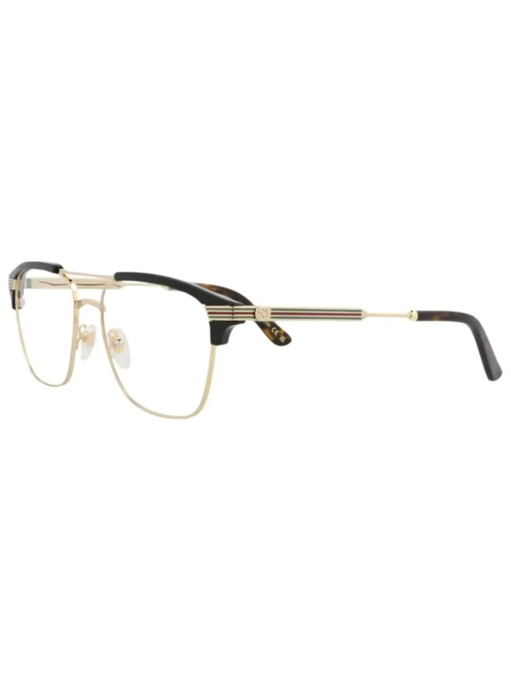 New Gucci Women's Eyeglasses Mens Square Rectangle Gold Gold Transparent